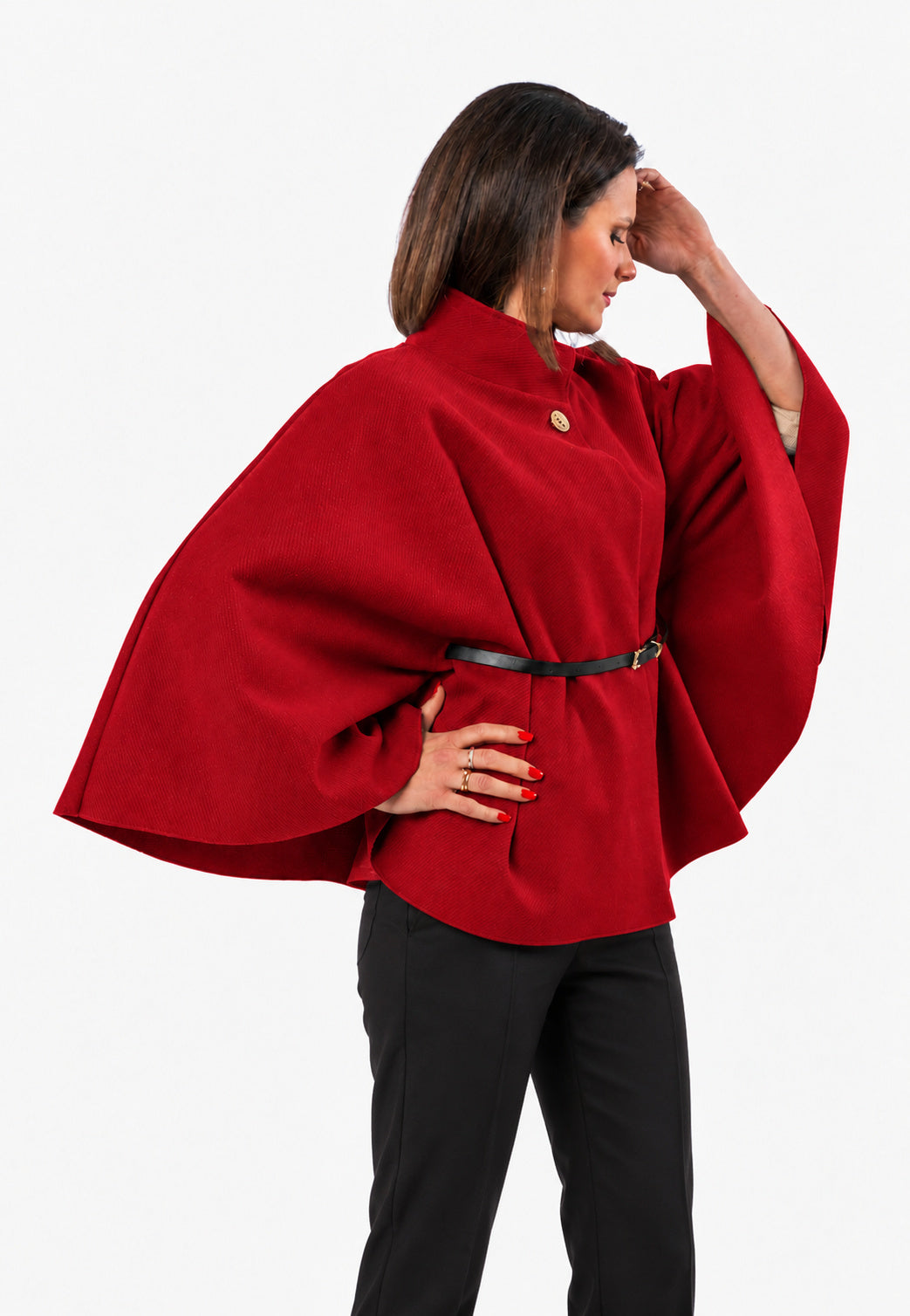 Jacke im Poncho-Stil in Rot