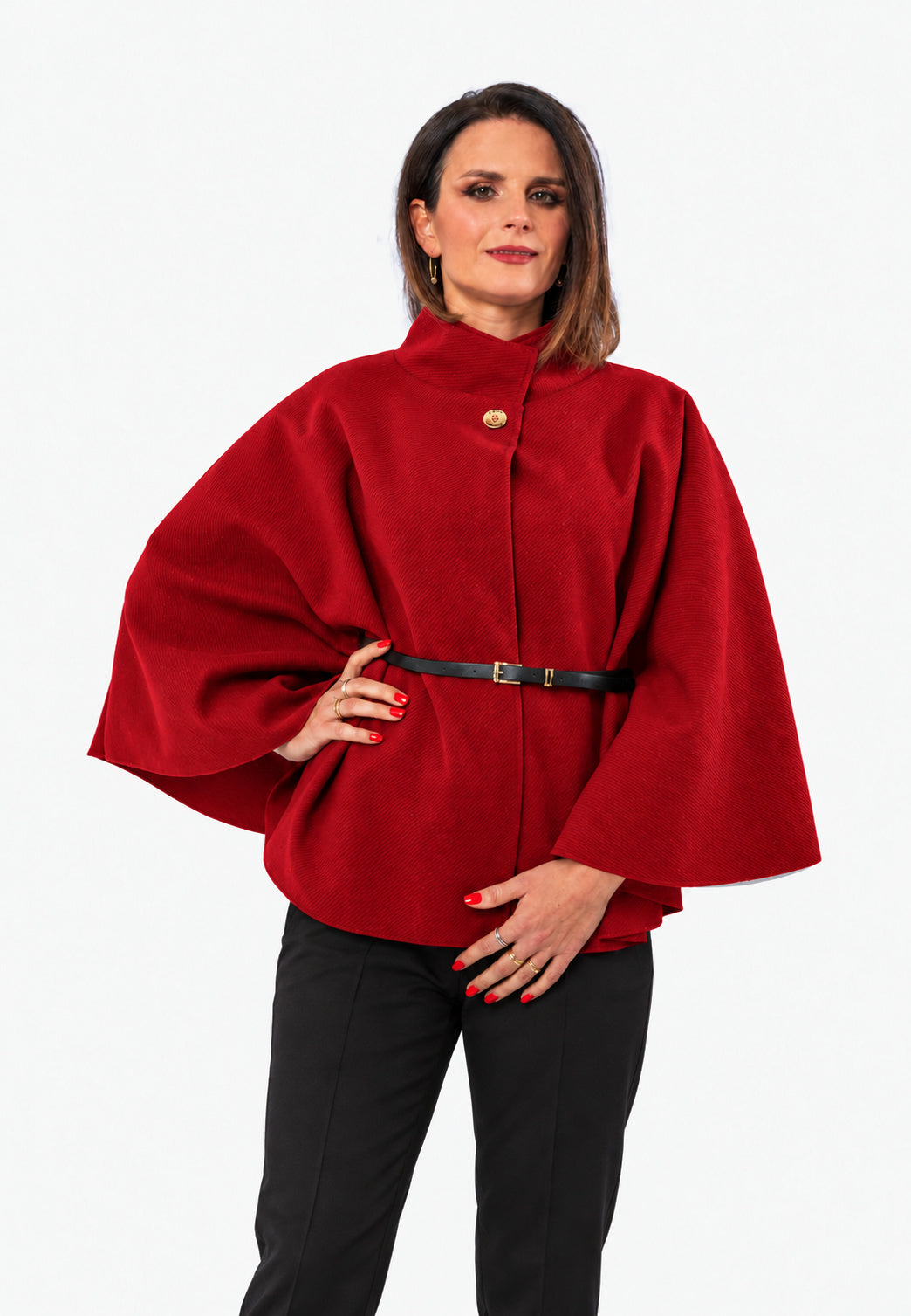 Jacke im Poncho-Stil in Rot