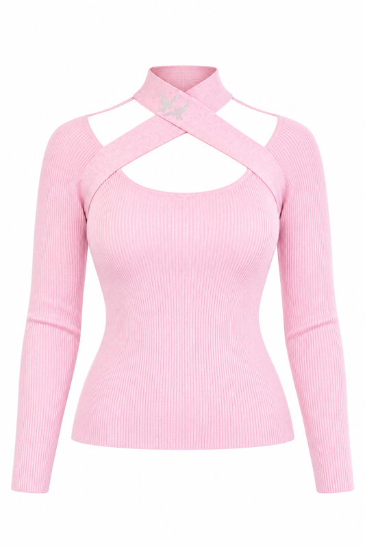 Langarm Strickpullover CUT OUT