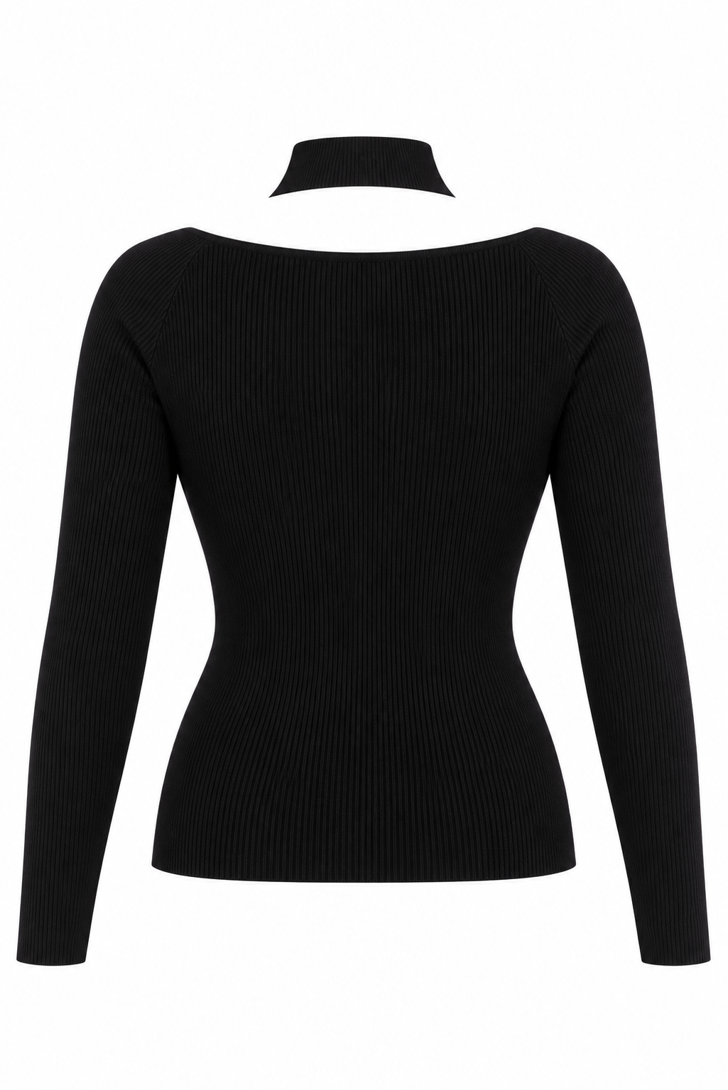 Strickpullover mit Cut-Out und Strassvögeln – Schwarz