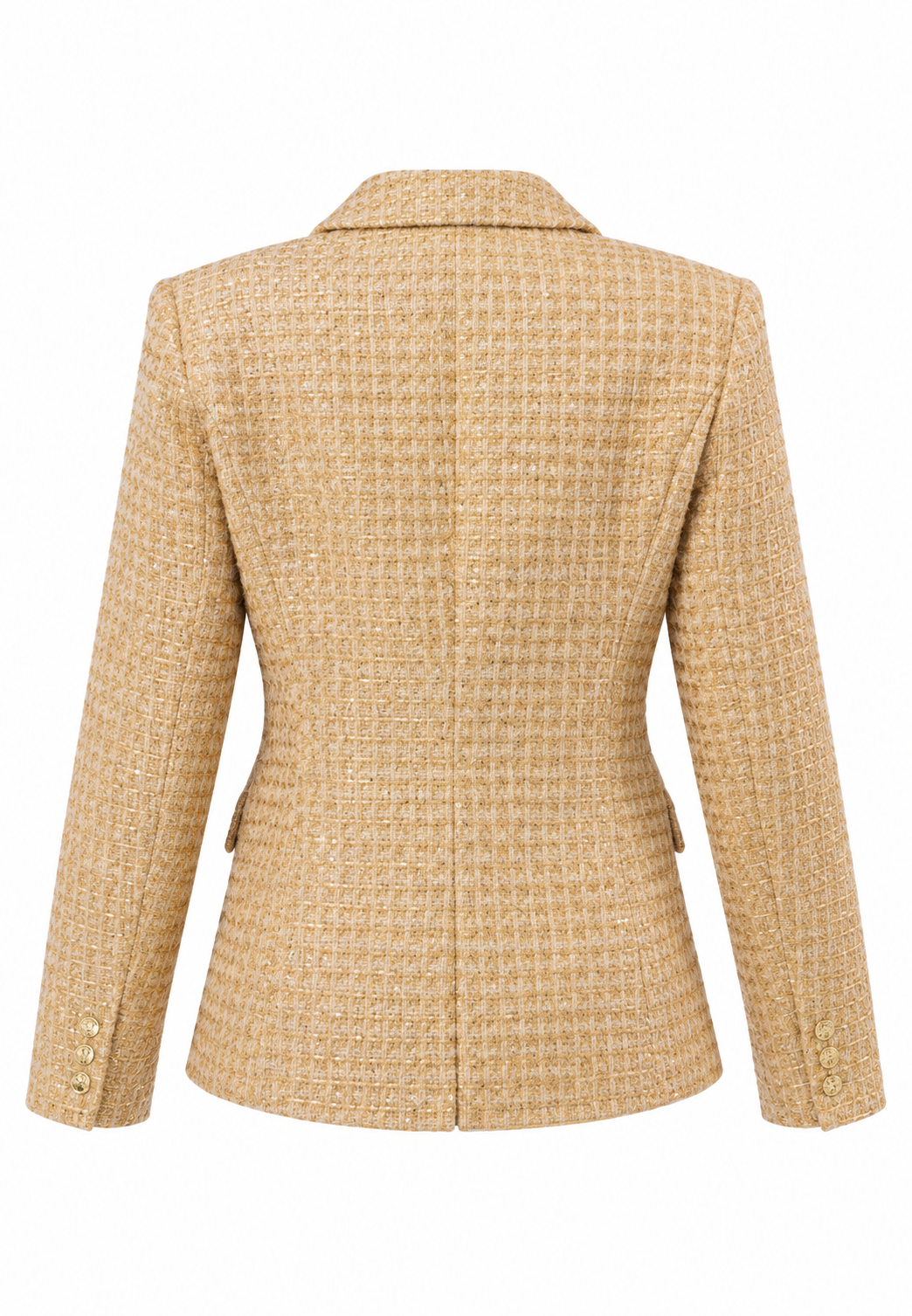 Eleganter Doppelreiher-Blazer aus Gold-Tweed