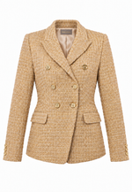 Eleganter Doppelreiher-Blazer aus Gold-Tweed