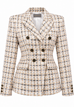 Zweireihiger Tweed-Blazer mit Wollanteil