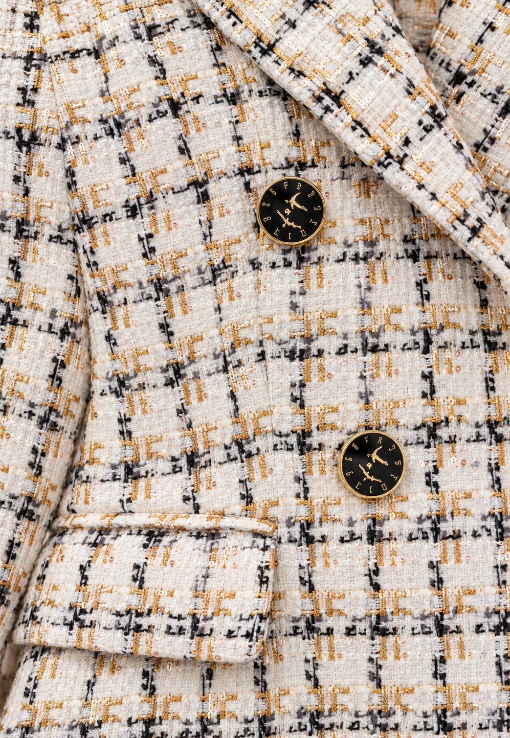Zweireihiger Tweed-Blazer mit Wollanteil
