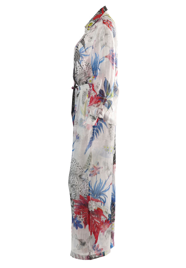 Sommeroutfit für Damen Bluse mit Hose im Set „Jardin Paradisiaque“ (Bluse und Hose)