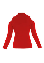 Damen ROLLKRAGEN Langarm Top Pullover Off-the-Shoulder