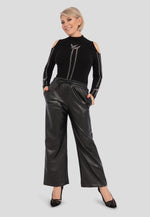 Damen ROLLKRAGEN Langarm Top Pullover Off-the-Shoulder
