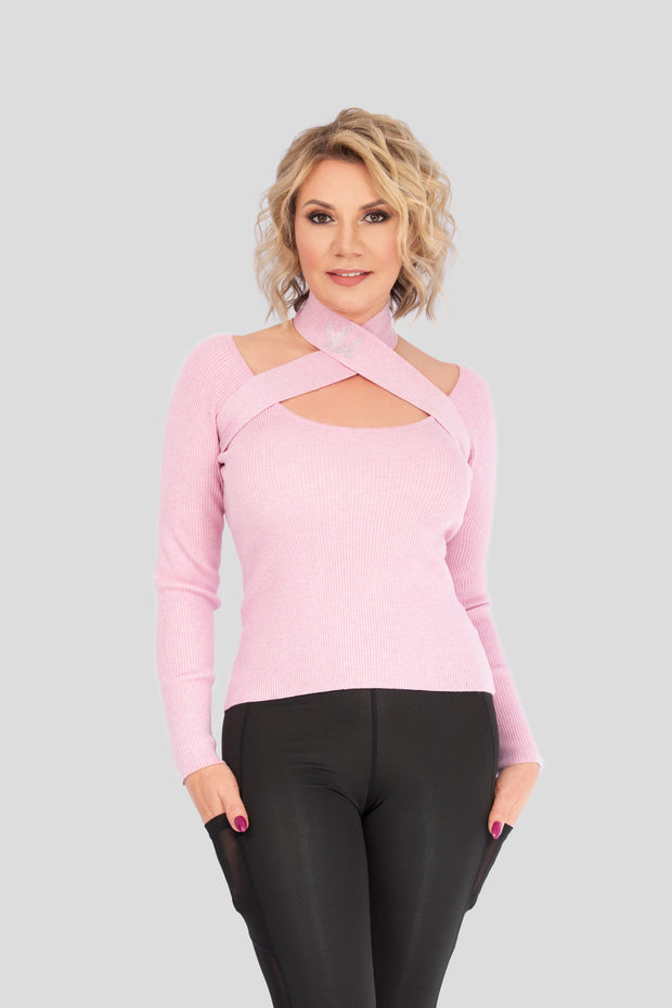 Langarm Strickpullover CUT OUT