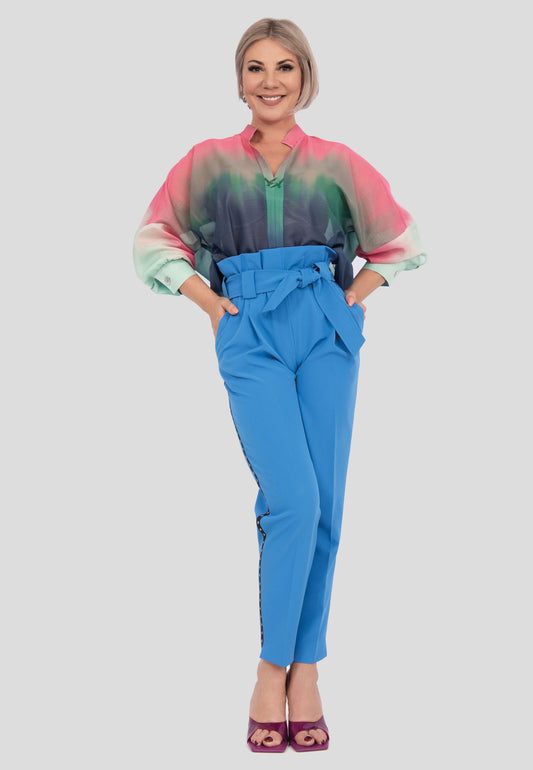Modische Hose mit Gürtel | Hoch sitzende Hose für Damen | BO-Fashion