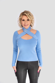 Langarm Strickpullover CUT OUT