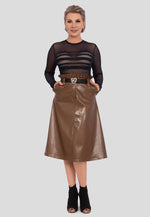 Leder-Midirock | Eleganter Kunstlederrock | BO-Fashion
